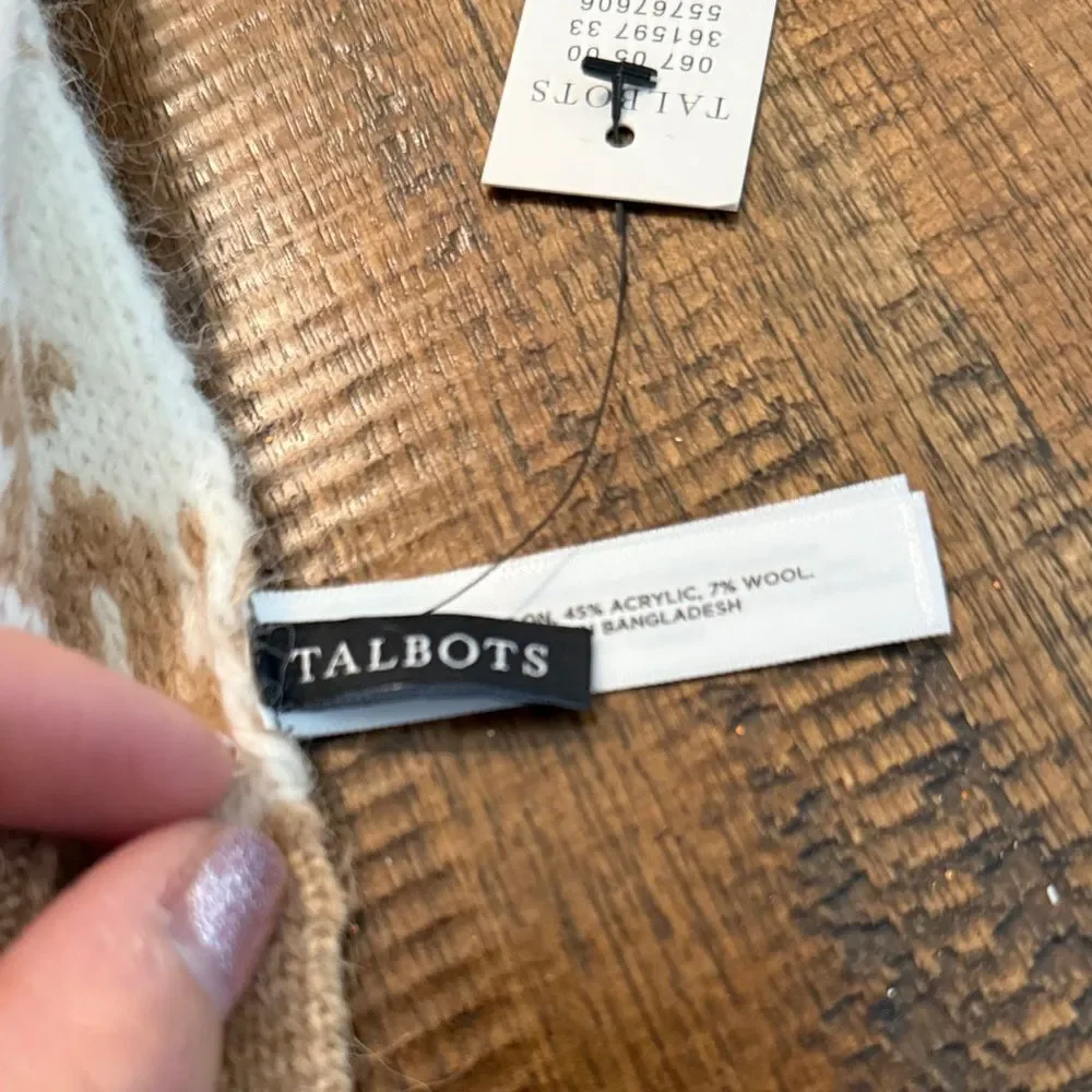 Talbots Cozy Tan and Cream Scarf